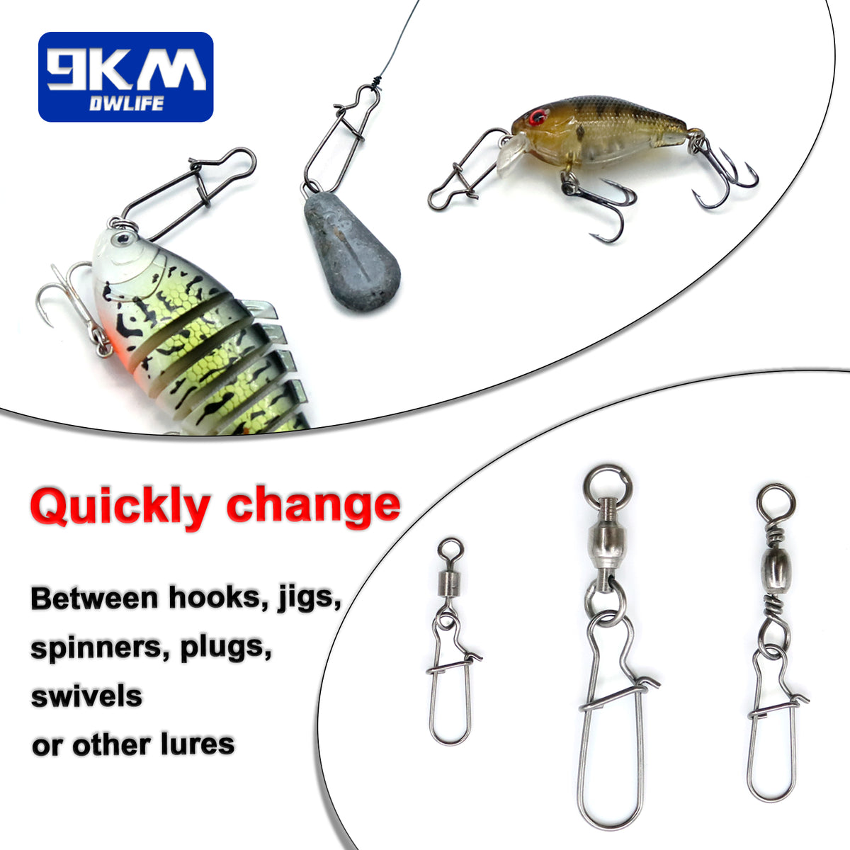 Fishing Snaps Fast Lock Clips Stainless Steel Fishing Connector Tackle