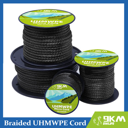 0.8~1.6mm UHMWPE Cord Spectra Line Hollow Braided UV-resistnce Outdoor Repair Spliceable Rope