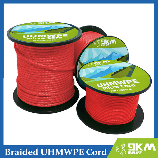 1.0~1.6mm UHMWPE Cord Hollow Braided Abrasion Resistance Spliceable for  Tent Guyline Hammock for Power Kite Camping Backpacking