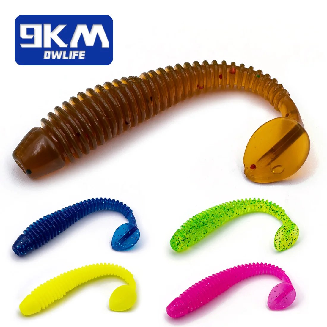15Pcs T-Tail Grub Worm Baits Artificial Silicone Soft Lures