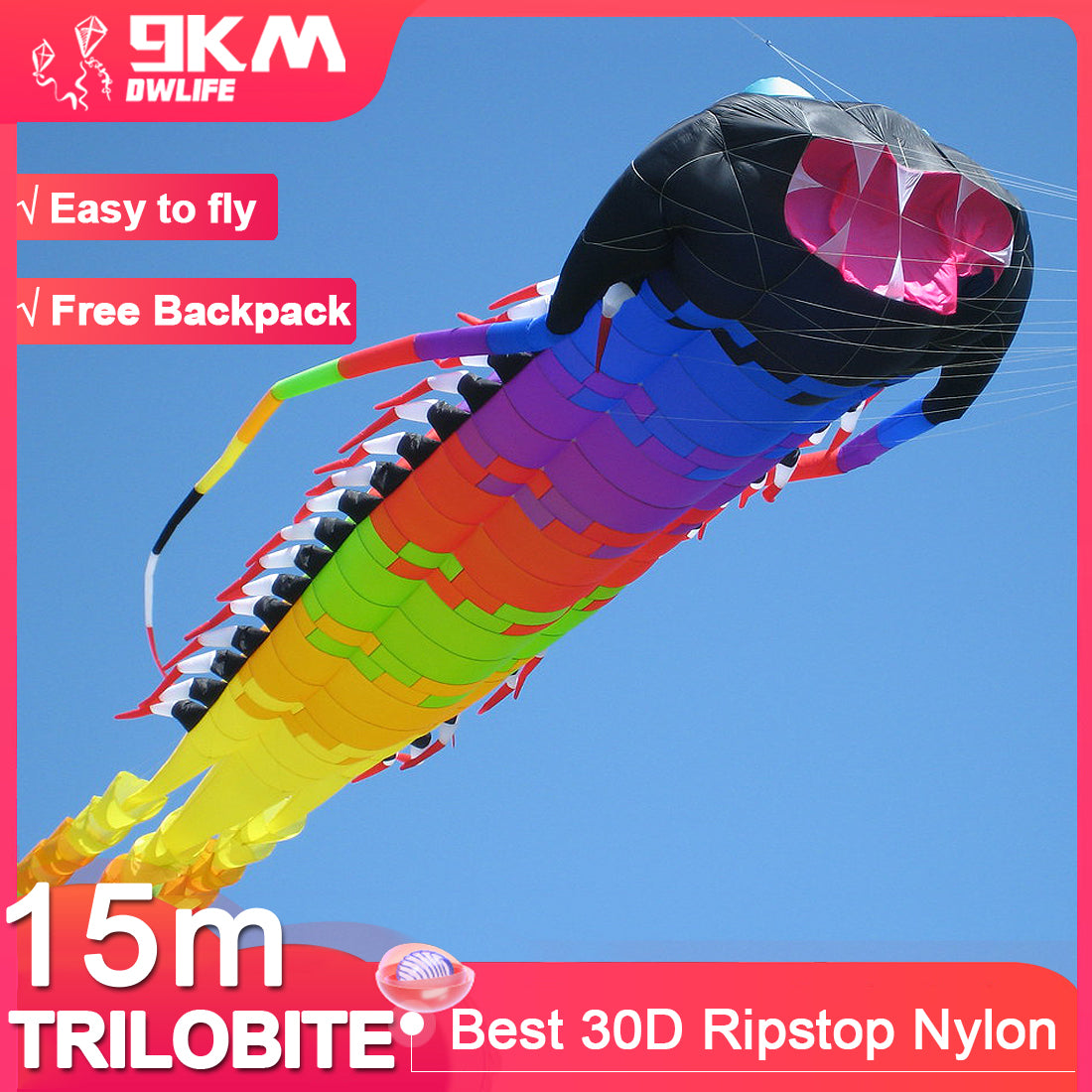 15m Ancient Trilobite Kite Line Laundry Kite Soft Inflatable with Bag