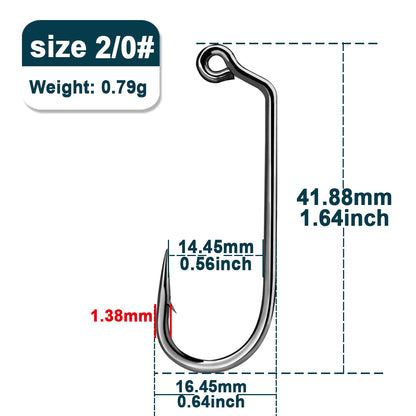 9KM 25Pcs Fishing Jig Hook 60 Degree High Carbon Steel Long Shank Jig Head Mold Aberdeen Hook Saltwater Fishing Tackle