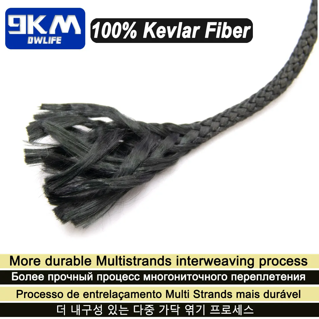 50lb-1500lb Black Braided Kevlar Line (On Spool)