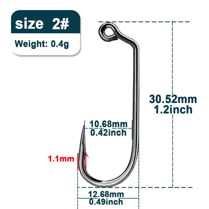 9KM 25Pcs Fishing Jig Hook 60 Degree High Carbon Steel Long Shank Jig Head Mold Aberdeen Hook Saltwater Fishing Tackle