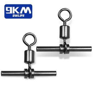 3 Way Swivels Fishing Tackle 25~50Pcs Cross Line Crimp Rolling Swivel Connector T-Shape Crimp Sleeve Swivels