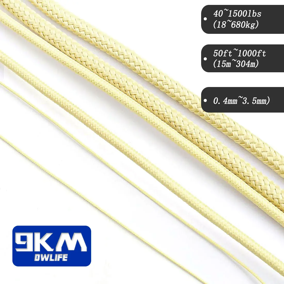 40lb-5000lb Braided Kevlar Line (On Spool)