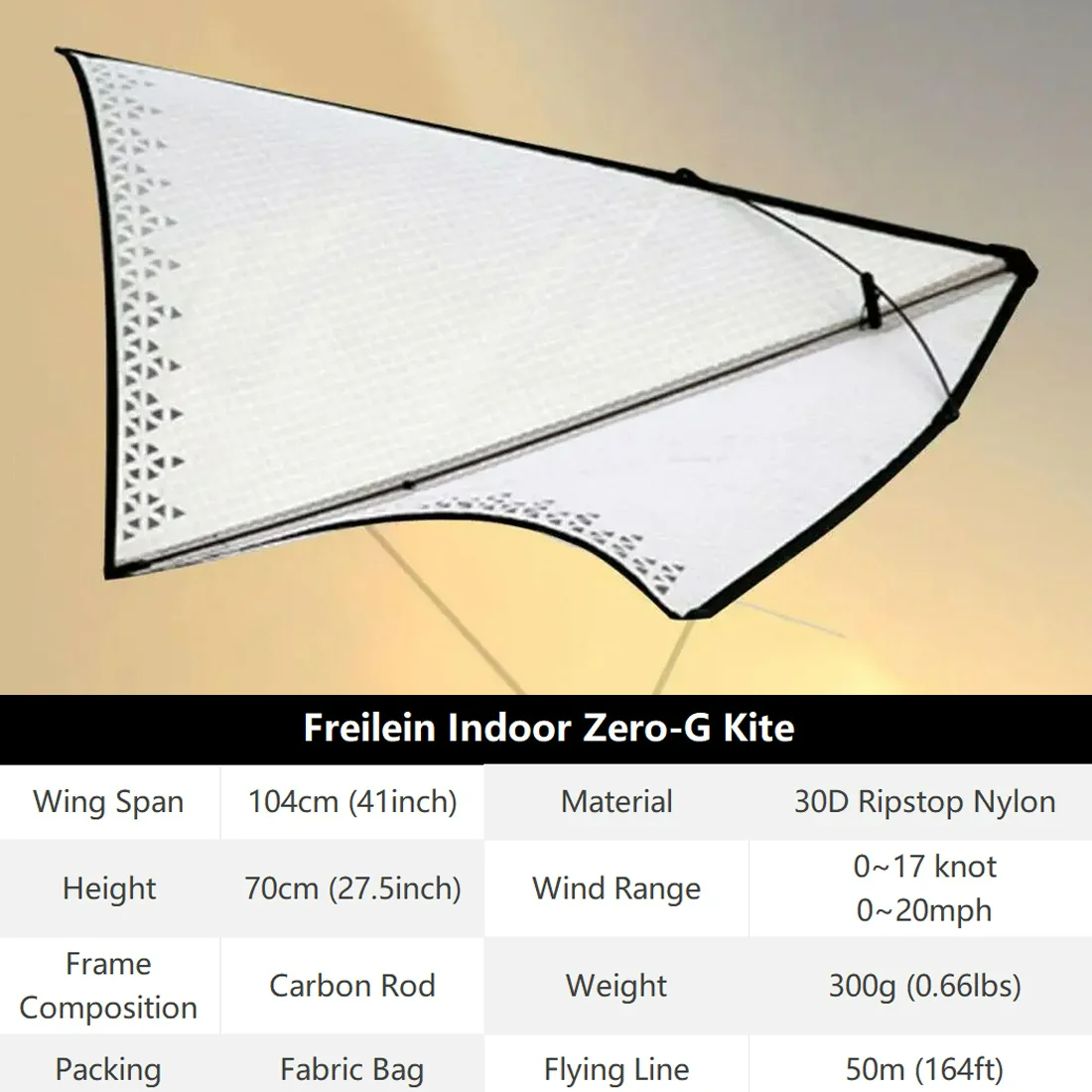 3.4ft White Zero Wind Circling Kite