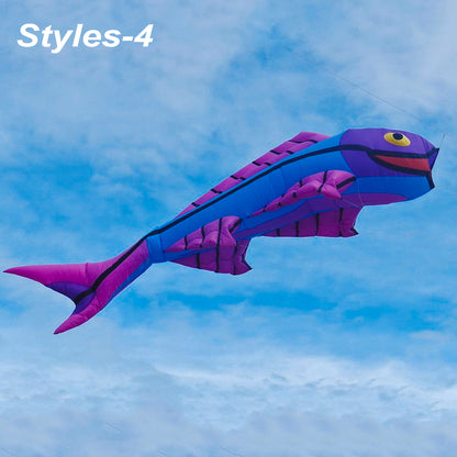 9KM 14m Mega Fish Kite Line Laundry Pendant Soft Inflatable Show Kite for Kite Festival 30D Ripstop Nylon with Bag