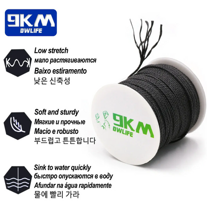 50lb-1500lb Black Braided Kevlar Line (On Spool)