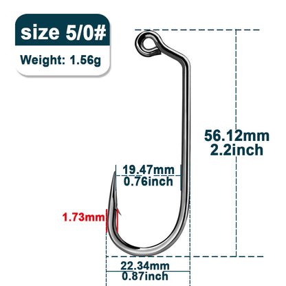 9KM 25Pcs Fishing Jig Hook 60 Degree High Carbon Steel Long Shank Jig Head Mold Aberdeen Hook Saltwater Fishing Tackle