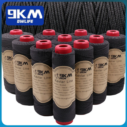 50lb-1500lb Black Braided Kevlar Line (On Spool)