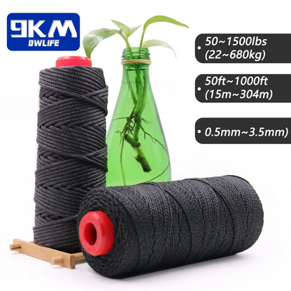 50lb-1500lb Black Braided Kevlar Line (On Spool)