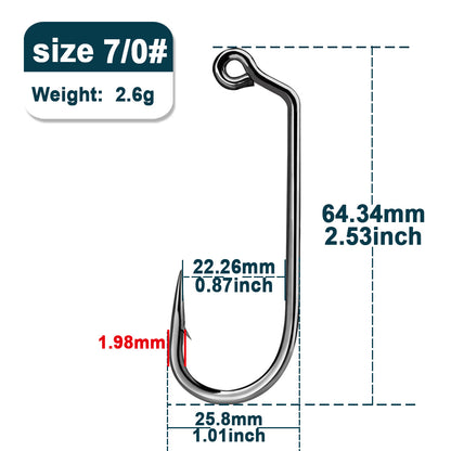 9KM 25Pcs Fishing Jig Hook 60 Degree High Carbon Steel Long Shank Jig Head Mold Aberdeen Hook Saltwater Fishing Tackle