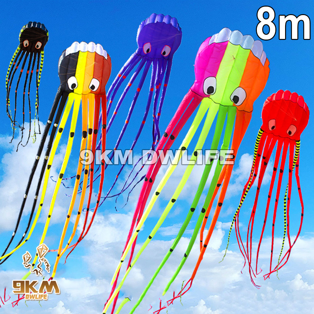 9KM 13color Big Octopus Kite 8m Large Single Line Soft Inflatable Kite