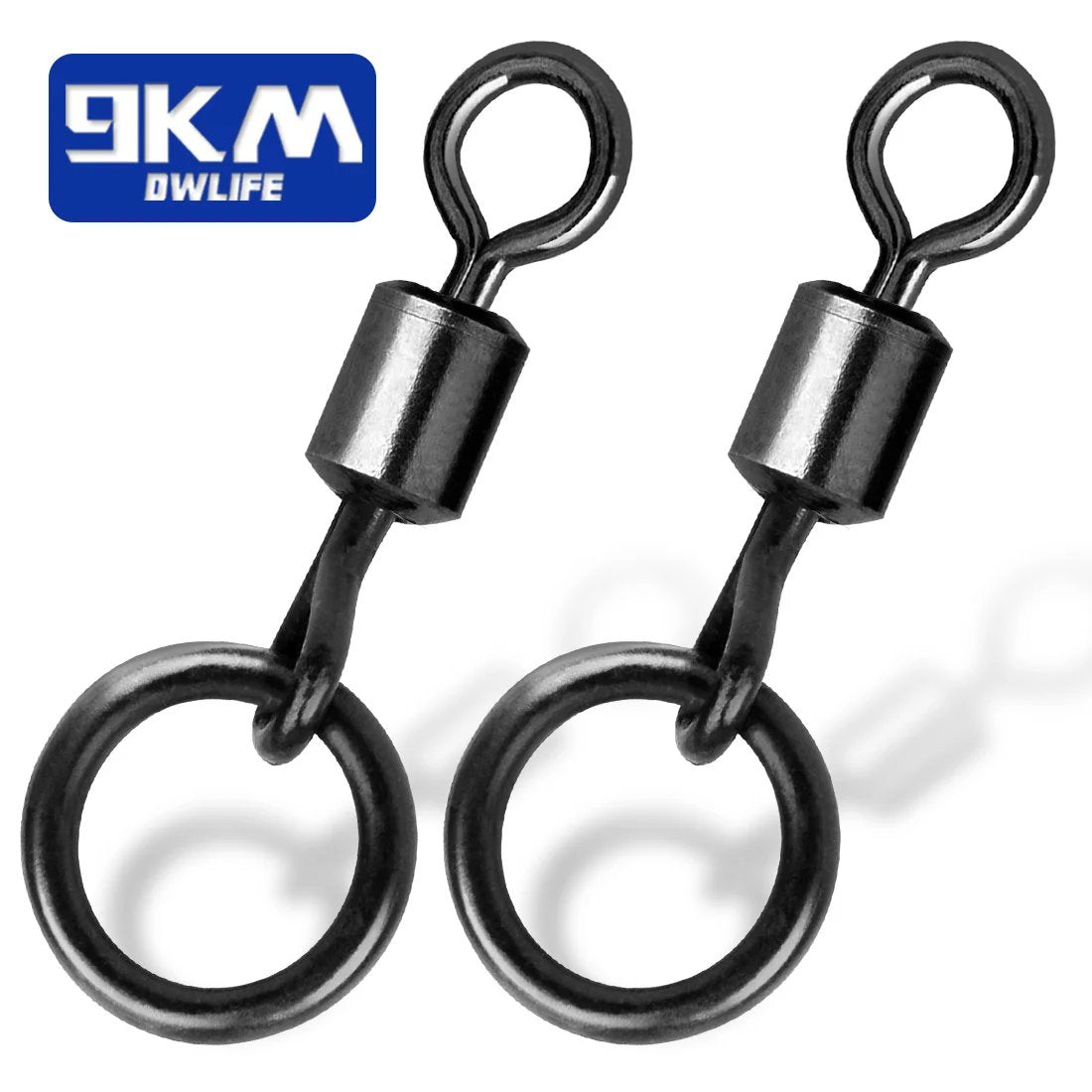 9KM Carp Fishing Swivel 30~60Pcs Quick Change Rolling Swivel With Ring Matt Black Micro Hook Ring Link Ring Carp Fishing Tackle