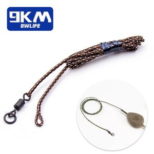 9KM Fishing Leadcore Leaders Line with Swivels 2Pcs Anti Tangle With Ring Swivel High Strength Fishing Catfish Carp Rig 77cm
