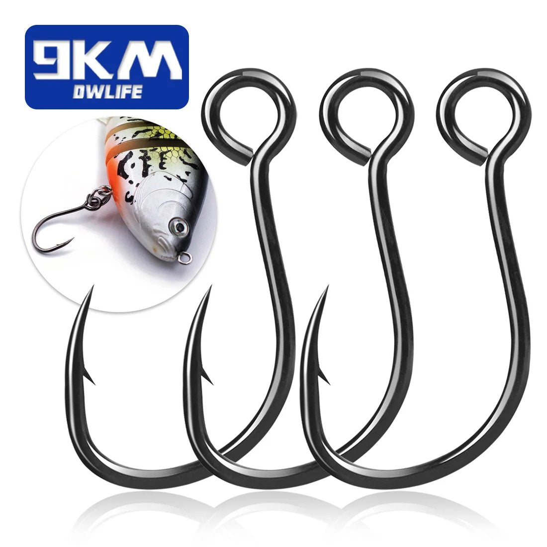 9KM Inline Single Hooks 50~200Pcs Siwash Hooks Saltwater Fishing Lures 