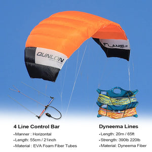 9KM Professional 2㎡-4㎡ 4 Line Power Kite Trainer Kite Traction Kite 100KG & 180KGx20m Dyneema Flying Lines and Control Kits