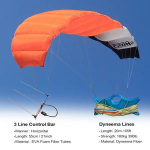 2~3sqm Triple Line Power Traction Kite 3x20mx390lb Flying Lines Control Bar Professional Kitesurfing Kiteboarding Trainer Kite