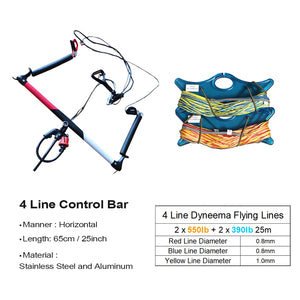 65cm 4 Line Kitesurfing Control Bar Quick Release Safety System Power Kite Flying Equipment with 250KG Lines