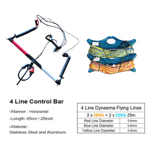 65cm 4 Line Kitesurfing Control Bar Quick Release Safety System Power Kite Flying Equipment with 250KG Lines