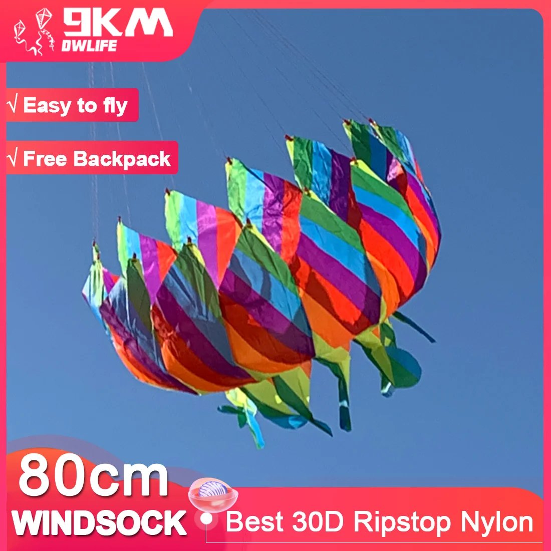  Colorful Rainbow Flower Kite Tail Windsock Line Laundry Flower Tail Kite Flying