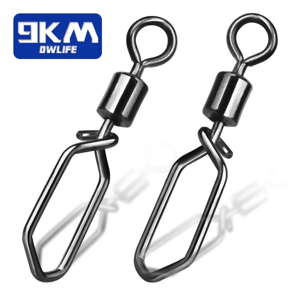 Fishing Swivels Snap 15~60Pcs Hooked Snap Stainless Steel Fishing Rolling Barrel Swivel Fishing Lure Connector Interlock Snap