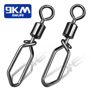 Fishing Swivels Snap 15~60Pcs Hooked Snap Stainless Steel Fishing Rolling Barrel Swivel Fishing Lure Connector Interlock Snap