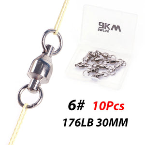 Ball Bearing Swivel Fishing Accessories Coppery & Stainless Steel Fishing Swivel Solid Rings for Trolling Bait or Lure 10~20Pcs