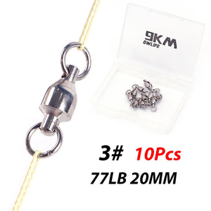 Ball Bearing Swivel Fishing Accessories Coppery & Stainless Steel Fishing Swivel Solid Rings for Trolling Bait or Lure 10~20Pcs