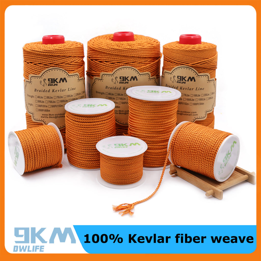 9KM DWLIFE Kevlar Kite String, 200lb 1000ft, Braided Kevlar Line, Low Stretch, High Strength, Heavy Duty, Fishing Assist Cord, Camping, Hiking, Outdo
