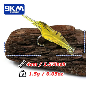 Soft Plastic Shrimp Lure with Hook Crappie Micro Grass Shrimp for Trout Catfish Bass Fishing Prawn Lures Freshwater Saltwater