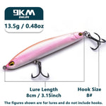 Lade das Bild in den Galerie-Viewer, Slow Sinking Pencil Lures 9.5~19g Saltwater Fishing Lures Hard Fishing Bait with Treble Hooks Salmon Redfish Trout Bass Walleye
