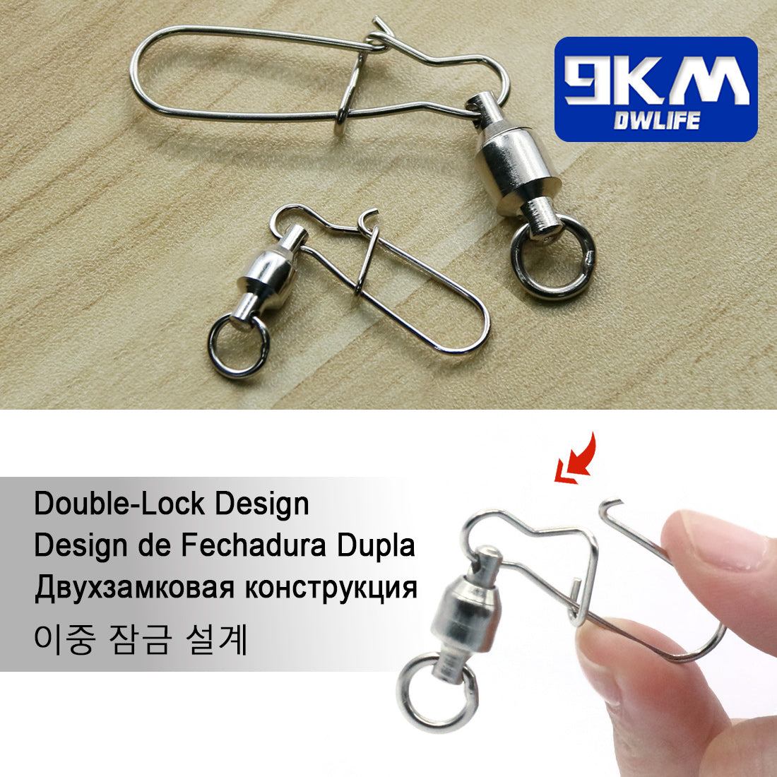 20~100Pcs Fishing Ball Bearing Swivels Duolock Snap Stainless Steel Fishing Connector Swivels with Crane Barrel Lure Fish Tackle