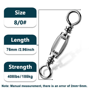 Fishing Ball Bearing Swivels 15~60Pcs Heavy Duty Swivel Stainless Steel Solid Welded Rings Saltwater Rolling Swivel Connector