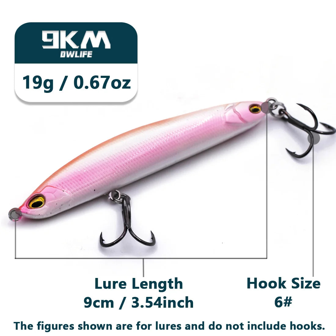 Slow Sinking Pencil Lures 9.5~19g Saltwater Fishing Lures Hard Fishing Bait with Treble Hooks Salmon Redfish Trout Bass Walleye