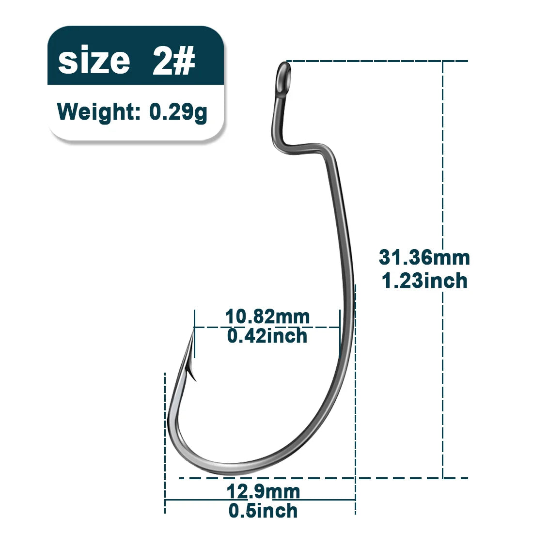 9KM Worm Hooks 25Pcs Ewg Hook for Bass Fishing Hooks, Texas Rig Saltwater Fishing Offset Hook Freshwater