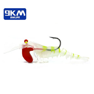 Soft Shrimp Lures Fishing Jig Head Swimbait with Paddle Tail Trout Bass Salmon Sinking Baits Saltwater/Freshwater Sharp Hook