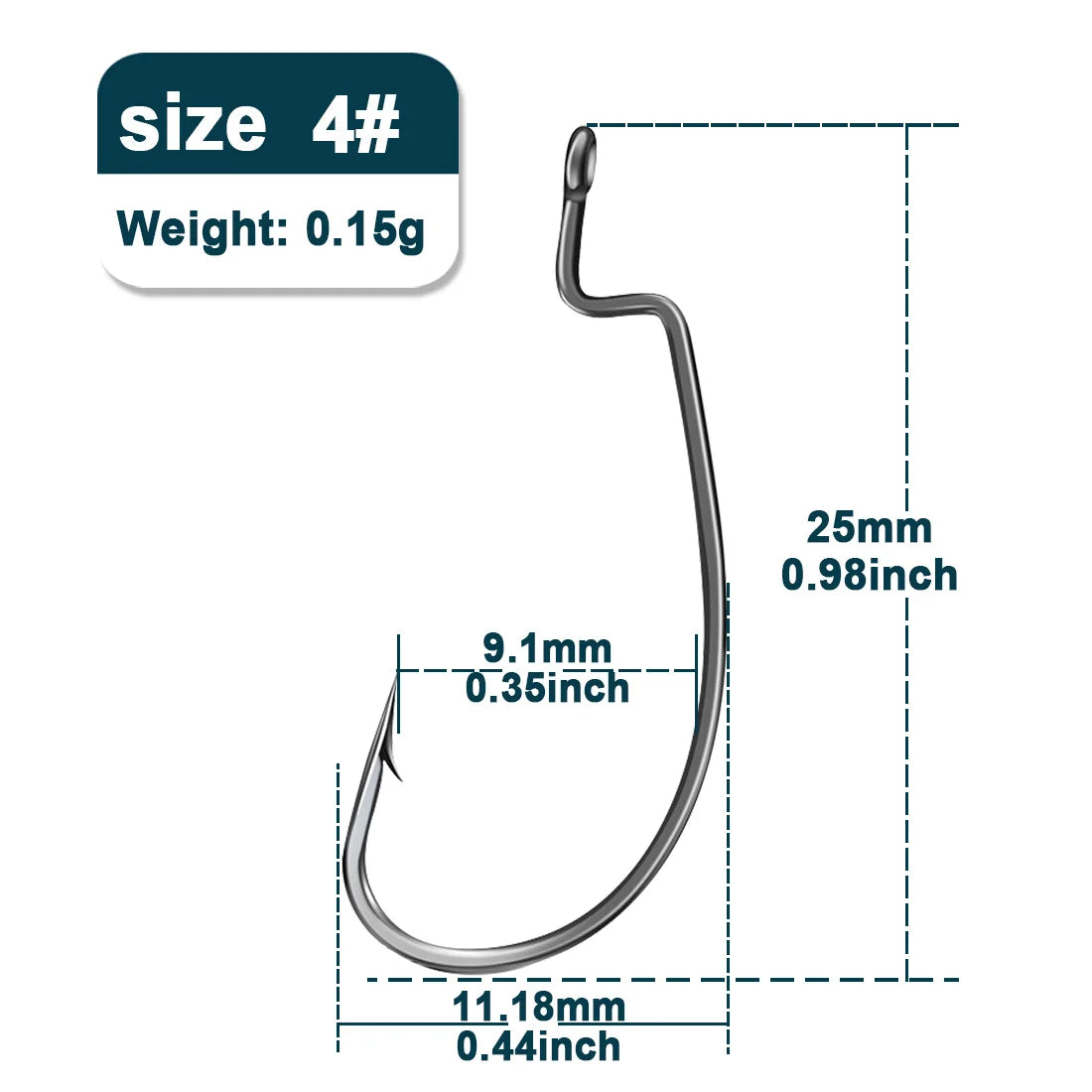 9KM Worm Hooks 25Pcs Ewg Hook for Bass Fishing Hooks, Texas Rig Saltwater Fishing Offset Hook Freshwater