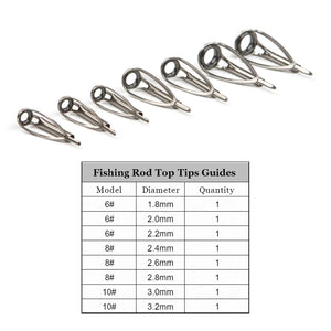 3Pcs Fishing Rod Tip Repair Kit 1.8~3.2mm Gunsmoke Fishing Rod Building Stainless Steel Ceramics Ring Spinning Fishing Rod Guide