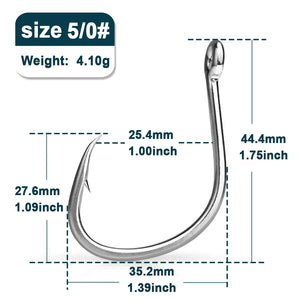 9KM Fishing Hooks Saltwater Live Bait Hooks 25~100Pcs Circle Hooks Catfish Hooks Wide Gap Non-offset Hook Bass Octopus Barb Hook