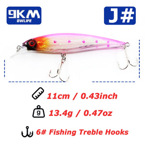 Fishing Lures Hard Minnow Baits 11cm/13.4g Topwater Hard Baits Jerkbait Swimbait Fishing Bass Walleye Lures Saltwater Freshwater