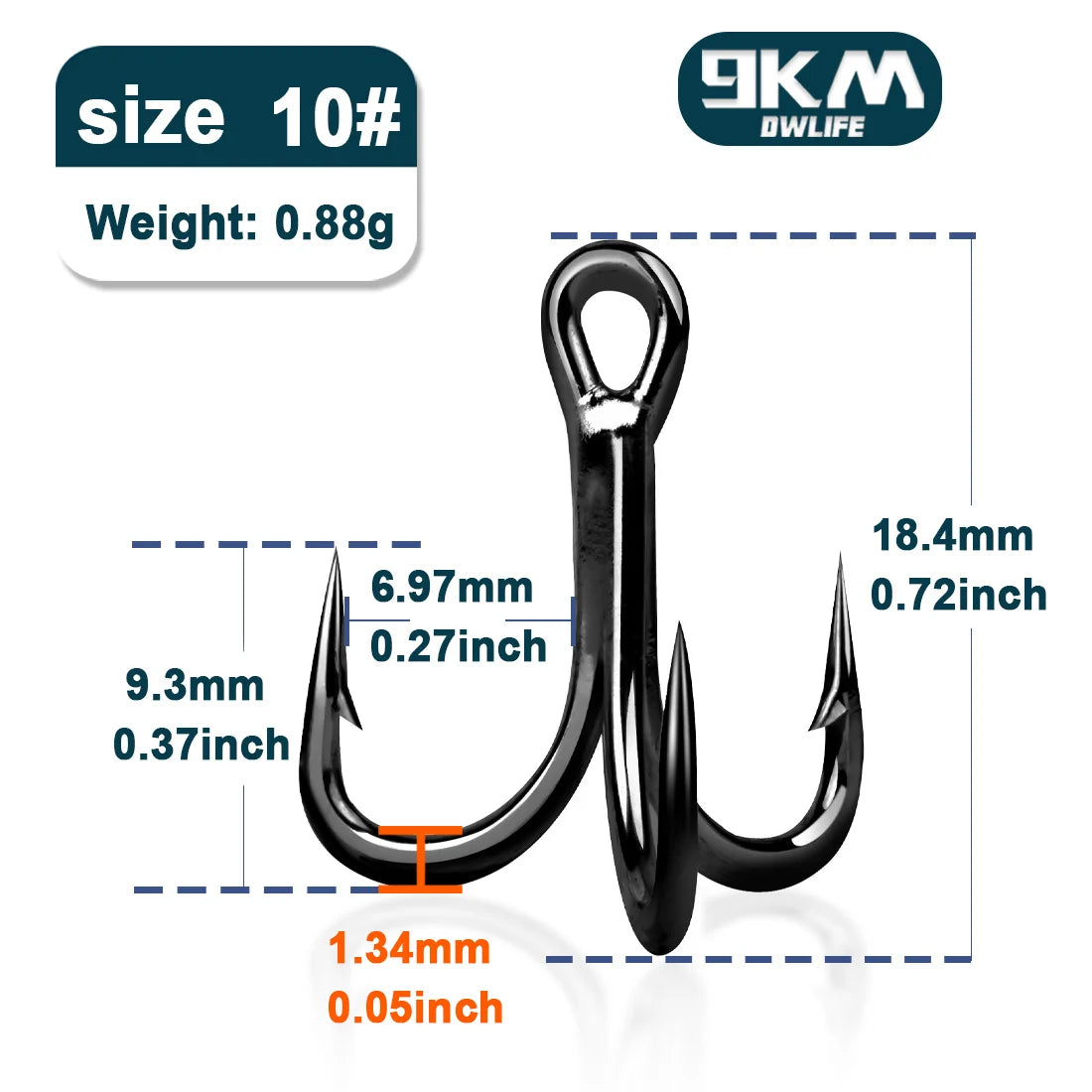 9KM 4X Fishing Treble Hooks 25~100Pcs High Carbon Steel Brabed Sharp Replacement Fishing Hooks Hard Lures Trout Bluefish Salmon