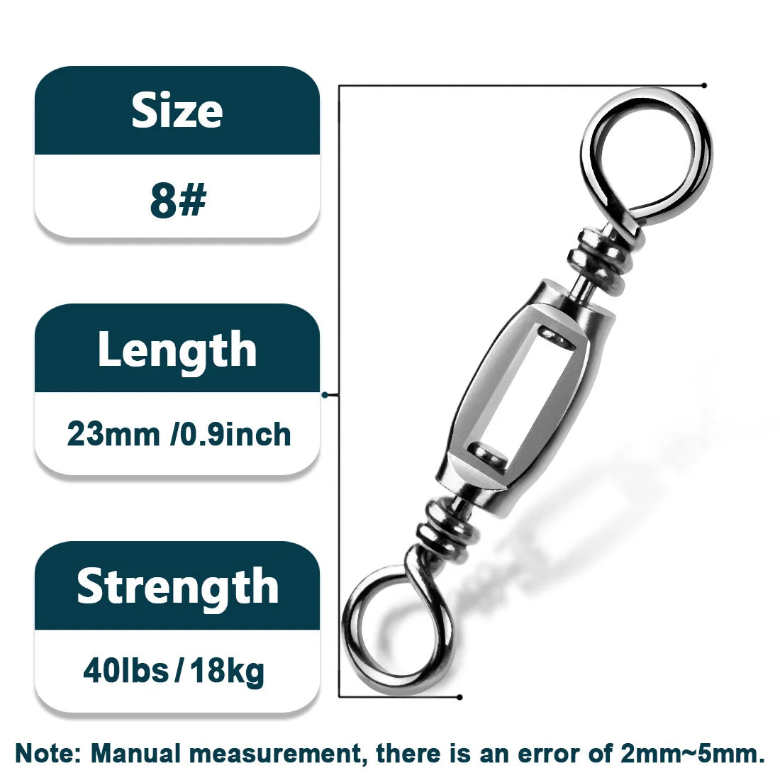 Fishing Ball Bearing Swivels 15~60Pcs Heavy Duty Swivel Stainless Steel Solid Welded Rings Saltwater Rolling Swivel Connector