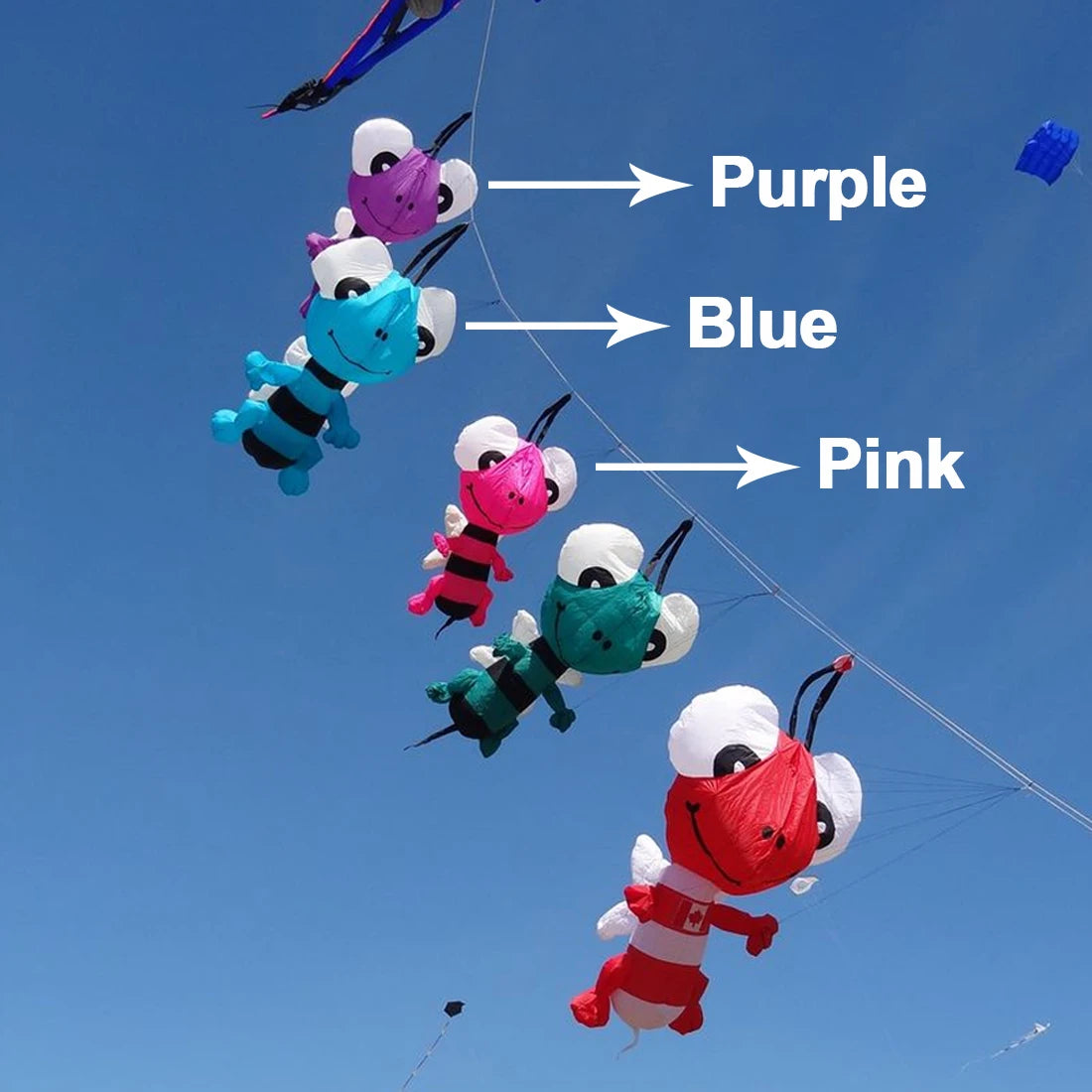 9KM 3m Bee Kite Line Laundry Kite Soft Inflatable 30D Ripstop Nylon with Bag for Kite Festival (Accept wholesale)