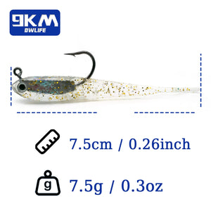 Soft Fishing Lure for Bass 3Pcs Fishing Lead Head Jigs Soft Fishing Lures for Freshwater Lifelike Forked Paddle Tail Swimbaits