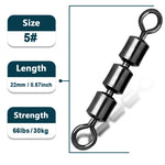 Load image into Gallery viewer, 3 Roller Swivels 15~60Pcs Fishing Barrel Swivels High Speed Triple Bearing Rolling Siwvels Fishing Accessories Stainless Steel
