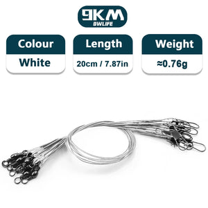 9KM Fishing Leaders Line Stainless Steel Wire with Swivels Snap Connect Fishing Tackle Lures Hooks Saltwater&Freshwater 10~30Pcs