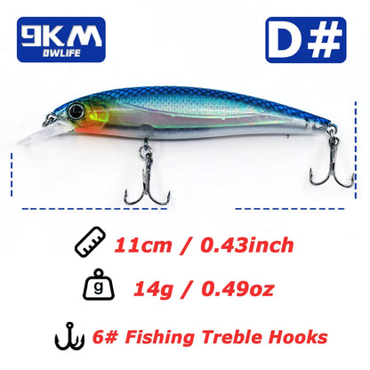 Hard Minnow Fishing Baits Life-Like Swimbait Fishing Lures Jerkbait Topwater Hard Baits for Saltwater Freshwater Treble Hooks