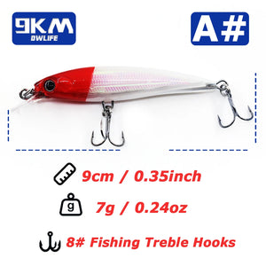 Hard Minnow Fishing Baits Life-Like Swimbait Fishing Lures Jerkbait Topwater Hard Baits for Saltwater Freshwater Treble Hooks